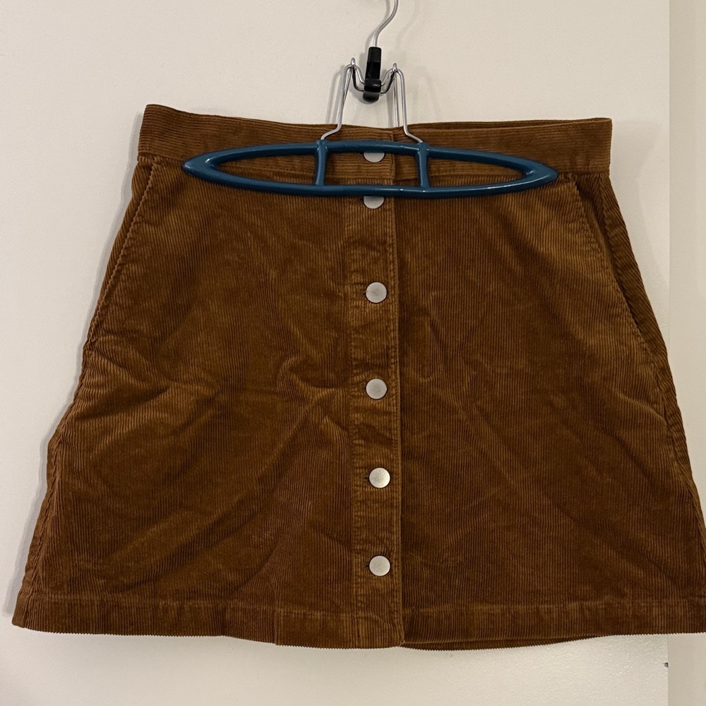 Uniqlo Brown Corduroy Button-Front Skirt